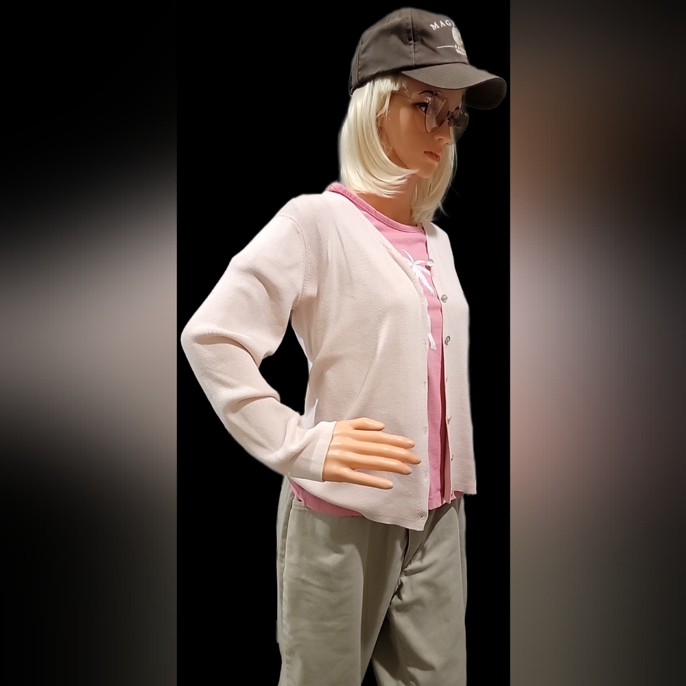 Stephanie Andrews Light Pink Button-Up Cardigan